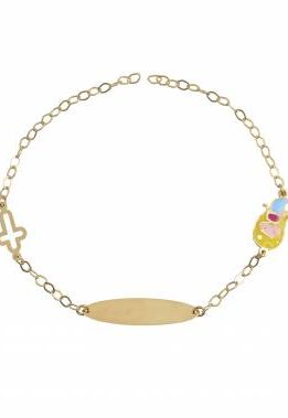 Χρυσή Ταυτότητα Παιδική Με Σταυρό Και Γοργόνα 4316