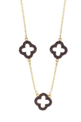 Χρυσό Κολιέ Van Cleef Με Σταυρό Και Μαύρες Πέτρες Ζιργκόν 1359