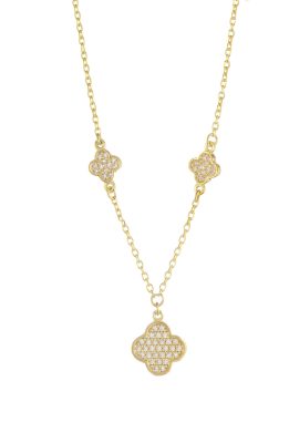 Χρυσό Κολιέ Van Cleef Με Σταυρό Και Άσπρες Πέτρες Ζιργκόν 1362