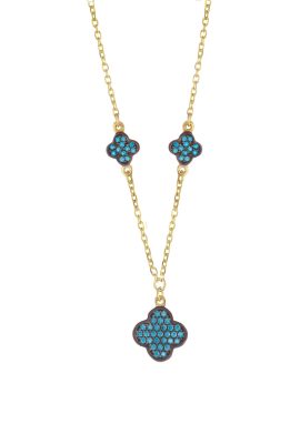 Χρυσό Κολιέ Van Cleef Με Σταυρό Και Paraiba Πέτρες Ζιργκόν 1365