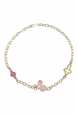 Χρυσό Βραχιολάκι Παιδικό Με Σταυρό Κύκνο Και Πέτρα Ζιργκόν 4529