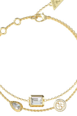 GUESS STEEL 4G LIGHT Βραχιόλι Χρυσό Με Τρία Τσάρμς