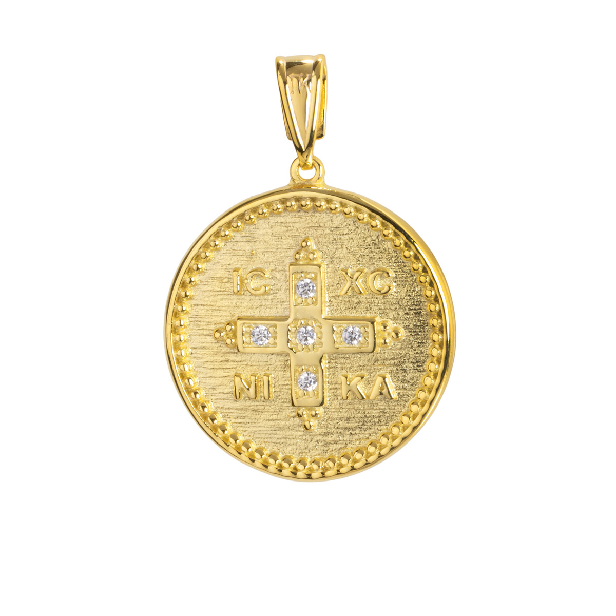 KN-065_-_3,72gr Χρυσό Κωνσταντινάτο Με Πέτρες Ζιργκόν Διπλής Όψης